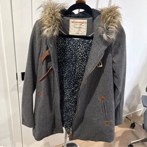Gray Fur-Trimmed Women's Coat Anthropologie Cartonnier size 4